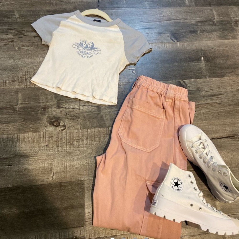 Brandy Melville Angel Crop Top & Carpenter Pant